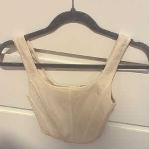 Cream Cropped Tank Top